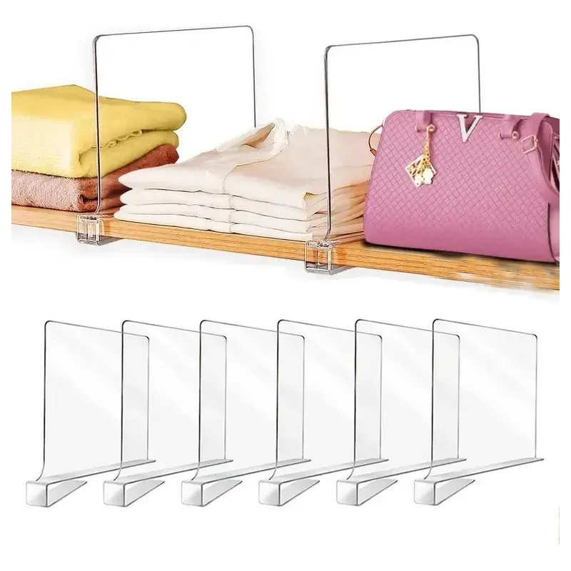 KUANGYE - Pack 6 Separadores Acrílicos Estantes Armarios Closet Ropa