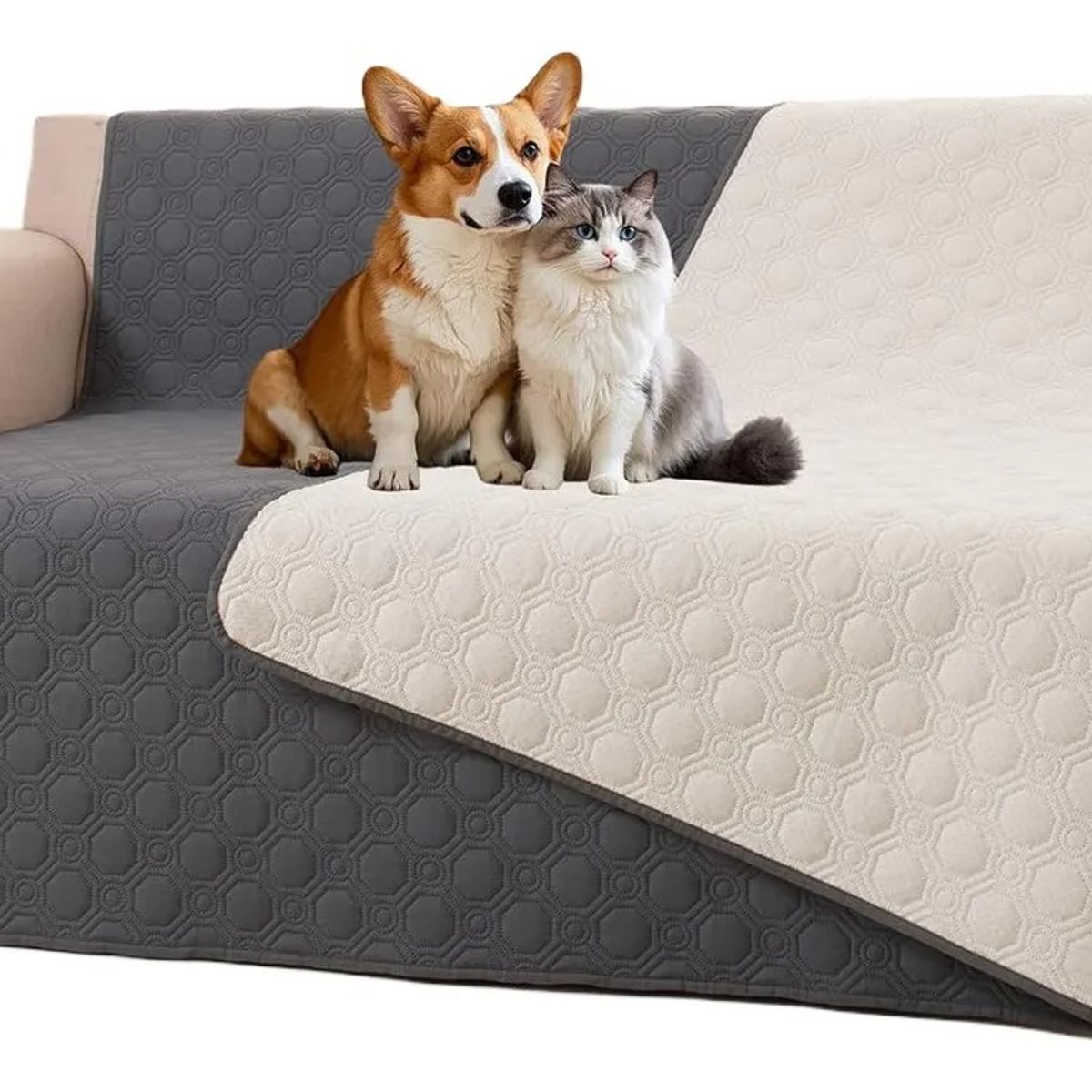 EVERSO - Funda Cubre Y Cama Sofá Impermeable Protectora Mascotas Gris