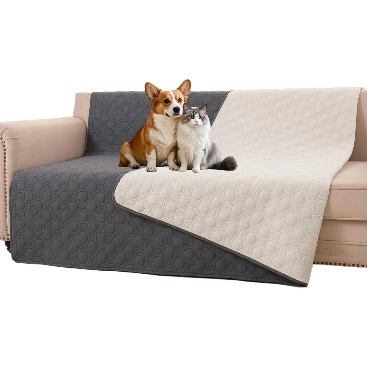 EVERSO - Funda Cubre Y Cama Sofá Impermeable Protectora Mascotas Gris