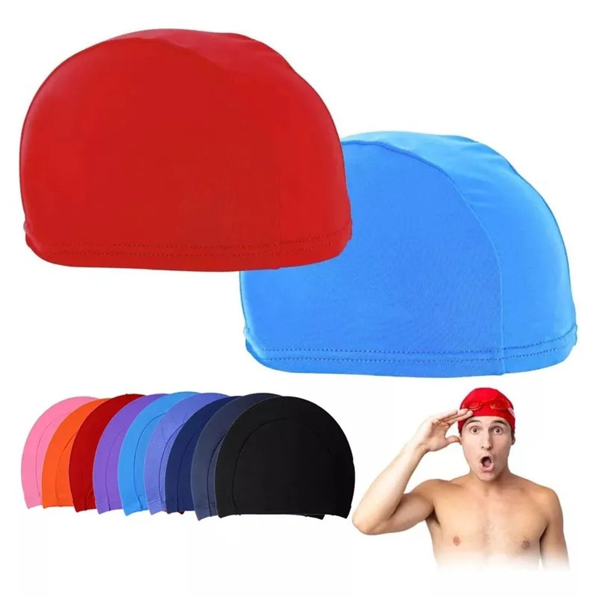 GENERICO - Pack 12 Gorro Natación Lycra Standar Colores Solido Adu Jove