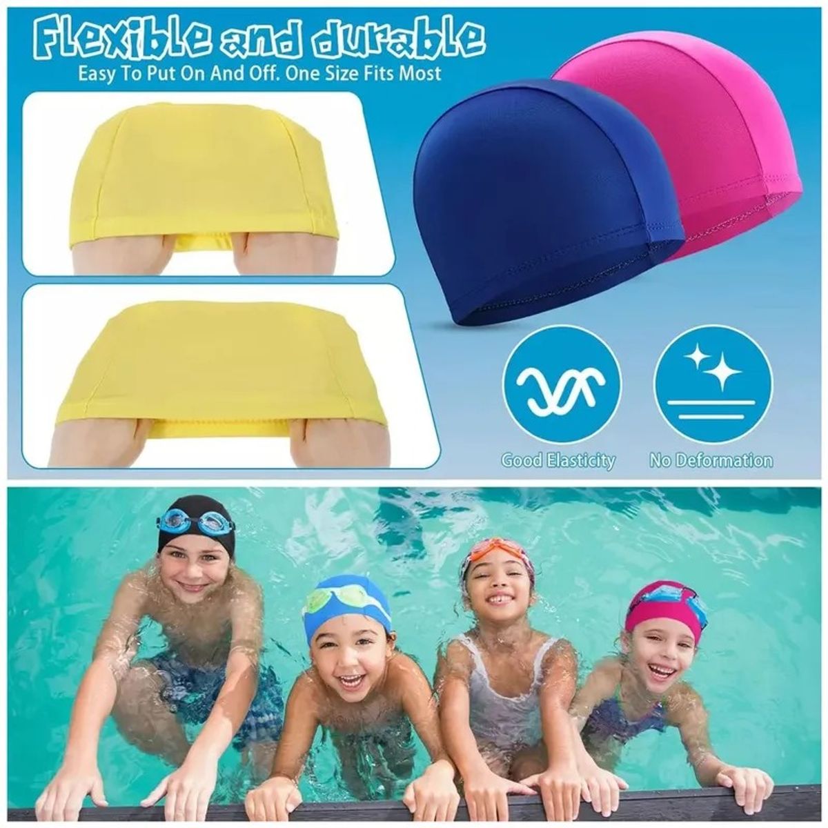 GENERICO - Pack 12 Gorro Natación Lycra Standar Colores Solido Adu Jove