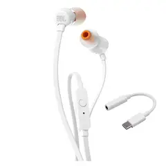 JBL - Audífonos T110 Blanco con Manos Libre Tecnología Hi Bass y Type C