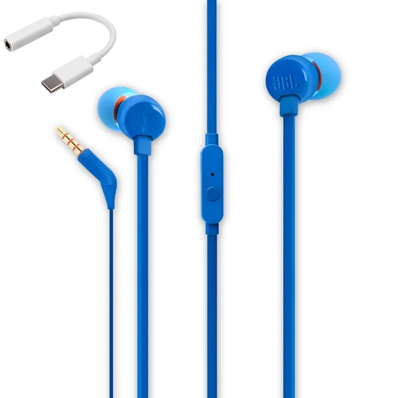 JBL - Audífonos Jbl T110 Azul con Manos Libre Tecnología Hi Bass y Type C