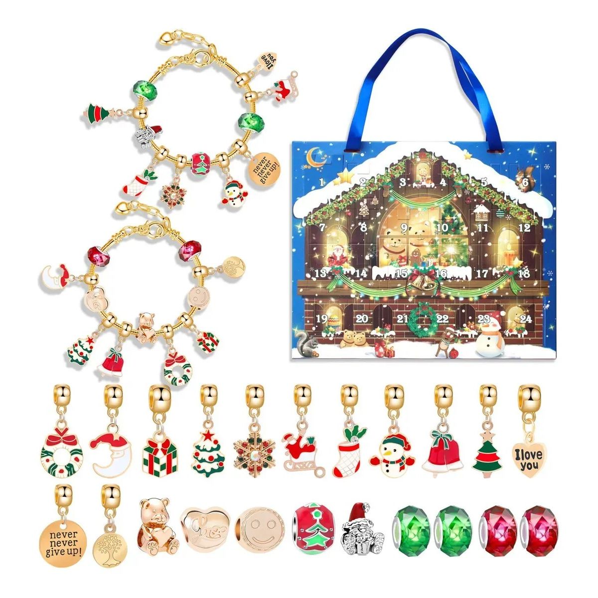 KUANGYE - Pulsera De Calendario De Adviento De Diy Navidad 24 Días