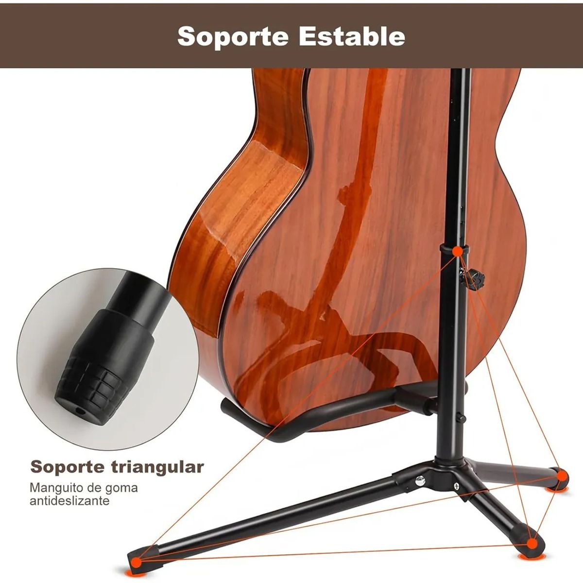 EVERSO - Atril Soporte De Guitarra Y Eléctrica Bajo Ajustable Plegabl