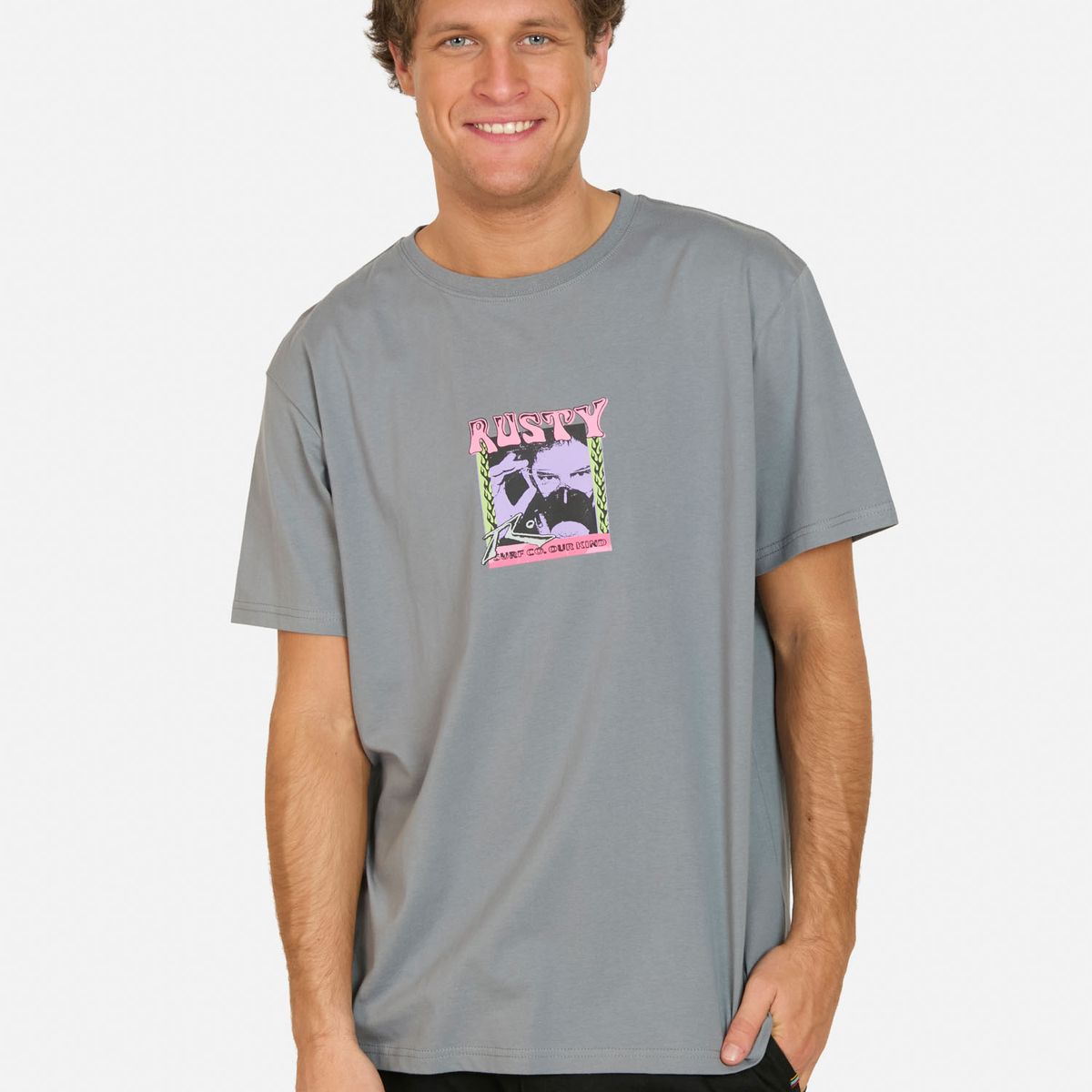 RUSTY - Polera MC Crest Gris Hombre Rusty