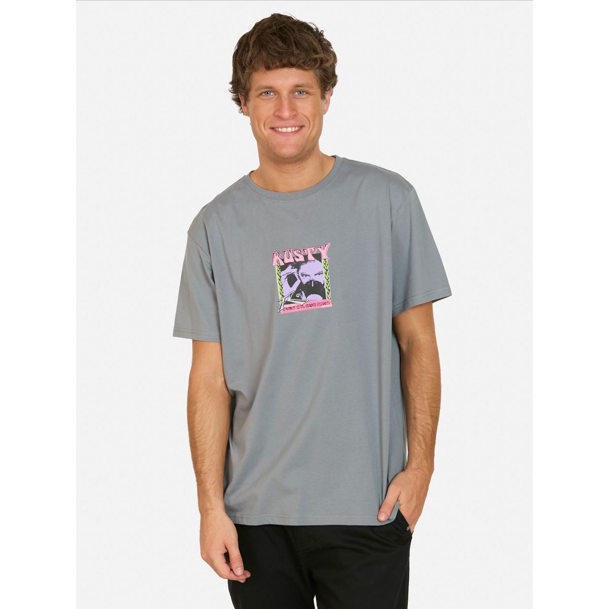 RUSTY - Polera MC Crest Gris Hombre Rusty