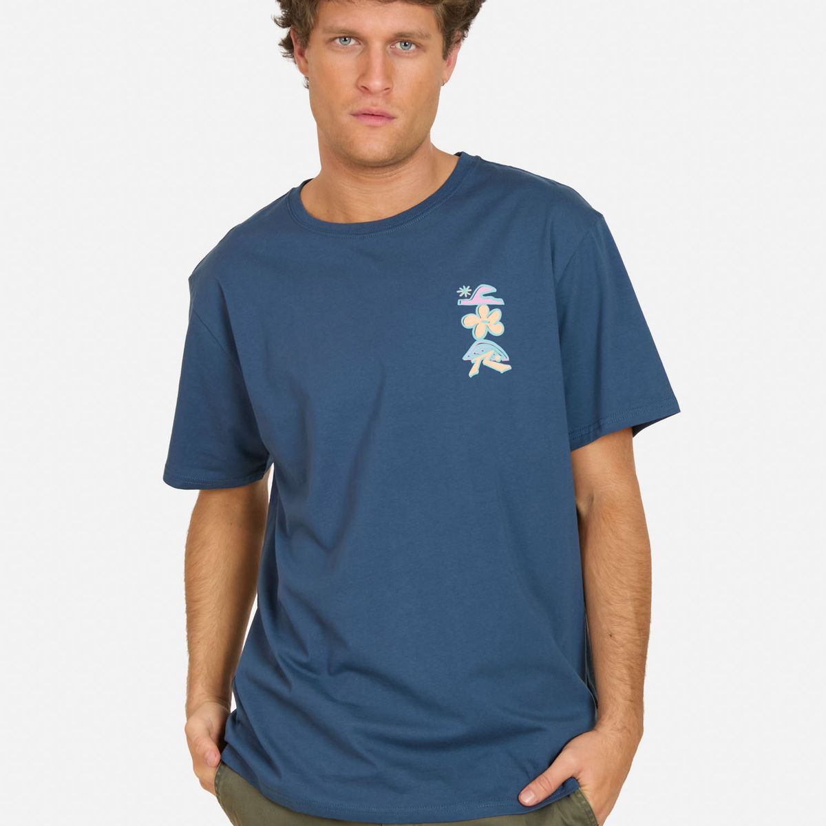 RUSTY - Polera MC Crasher Celeste Hombre Rusty