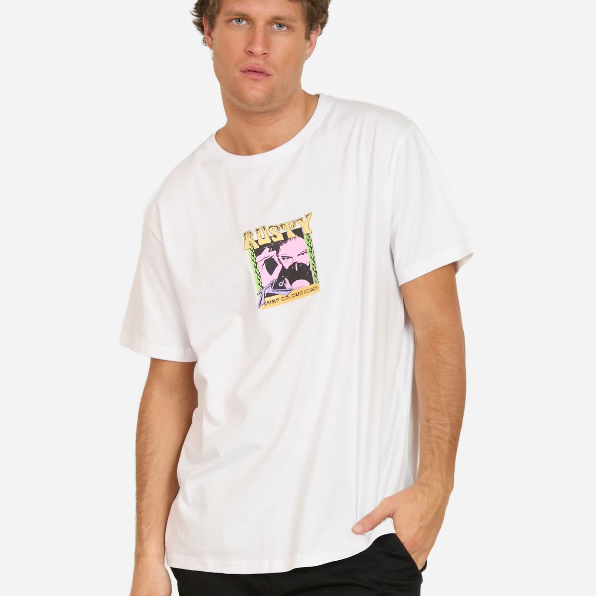 RUSTY - Polera MC Crest Blanco Hombre Rusty