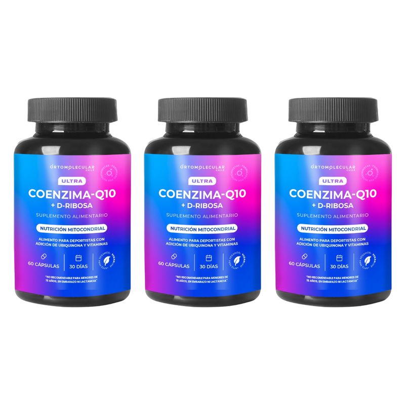 ORTOMOLECULAR - Pack x 3 Coenzima Q10 + D Ribosa 60 Capsulas Ortomolecular