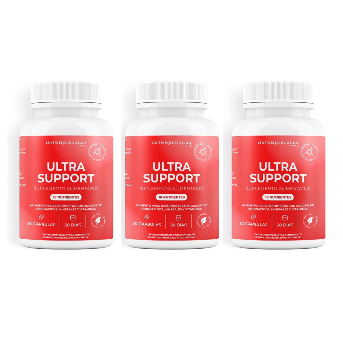 ORTOMOLECULAR - Pack x 3 Ultra Support Vegano 30 Capsulas Ortomolecular