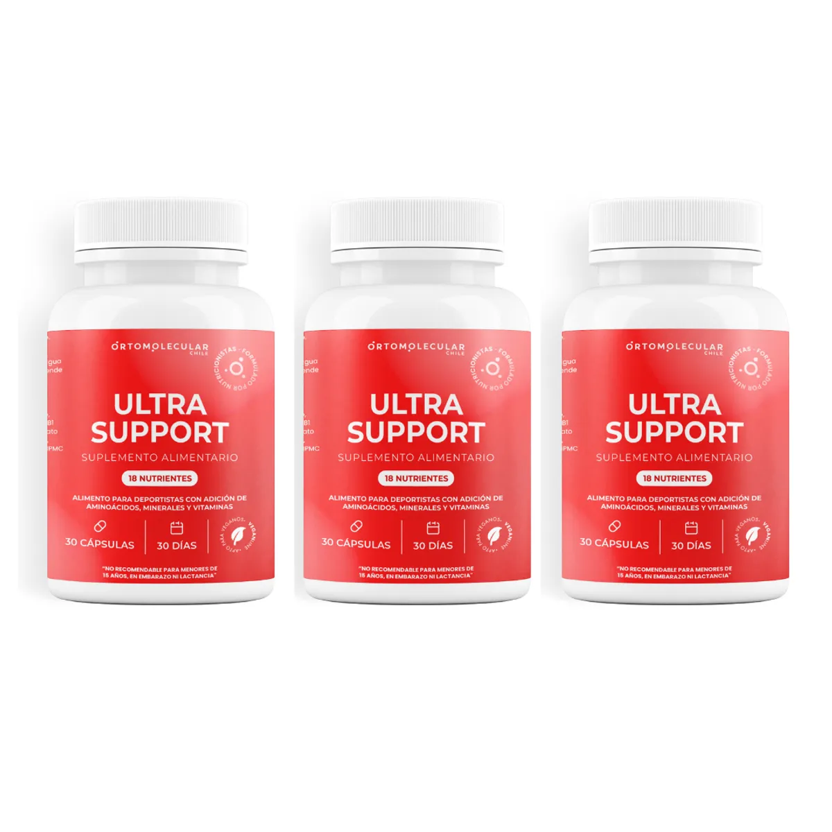 ORTOMOLECULAR - Pack x 3 Ultra Support Vegano 30 Capsulas Ortomolecular