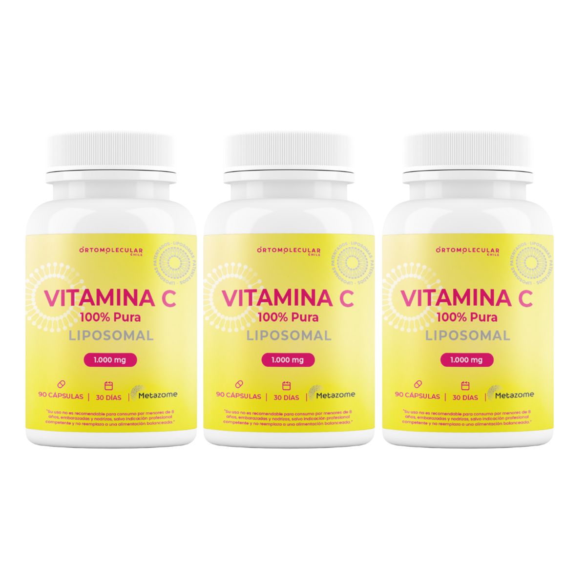 ORTOMOLECULAR - Pack x3 Vitamina C Liposomal 1000mg 90 Capsulas Ortomolecular