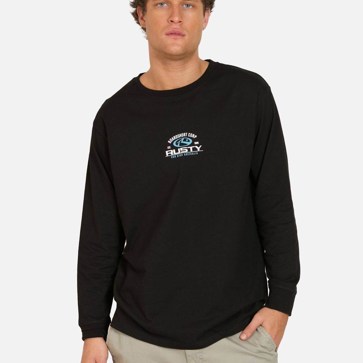 RUSTY - Polera ML Chopo Negro Hombre Rusty