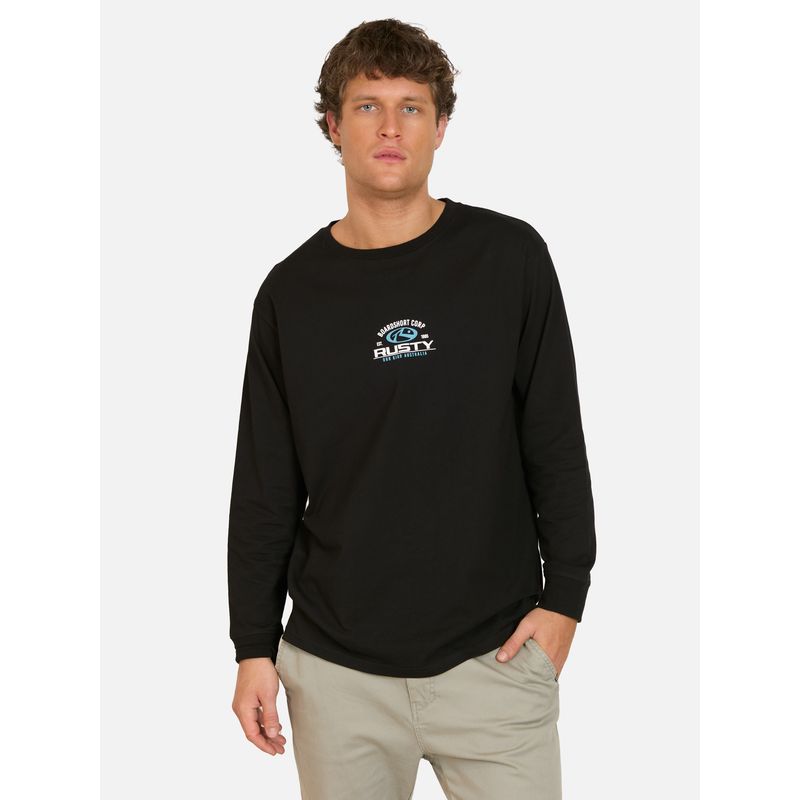 RUSTY - Polera ML Chopo Negro Hombre Rusty