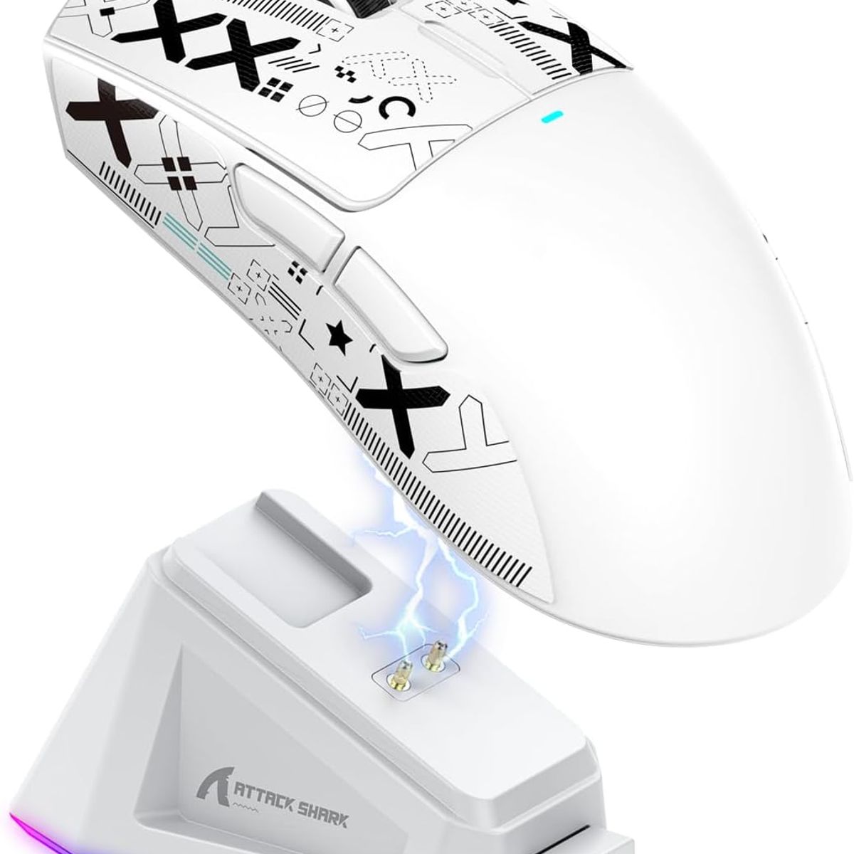 ADN - Ratón Gamer X11 Attack Shark 22000 Dpi Paw3311 Dock Blanco