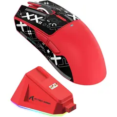 ADN - Ratón Gamer X11 Attack Shark 22000 Dpi Paw3311 Dock Rojo
