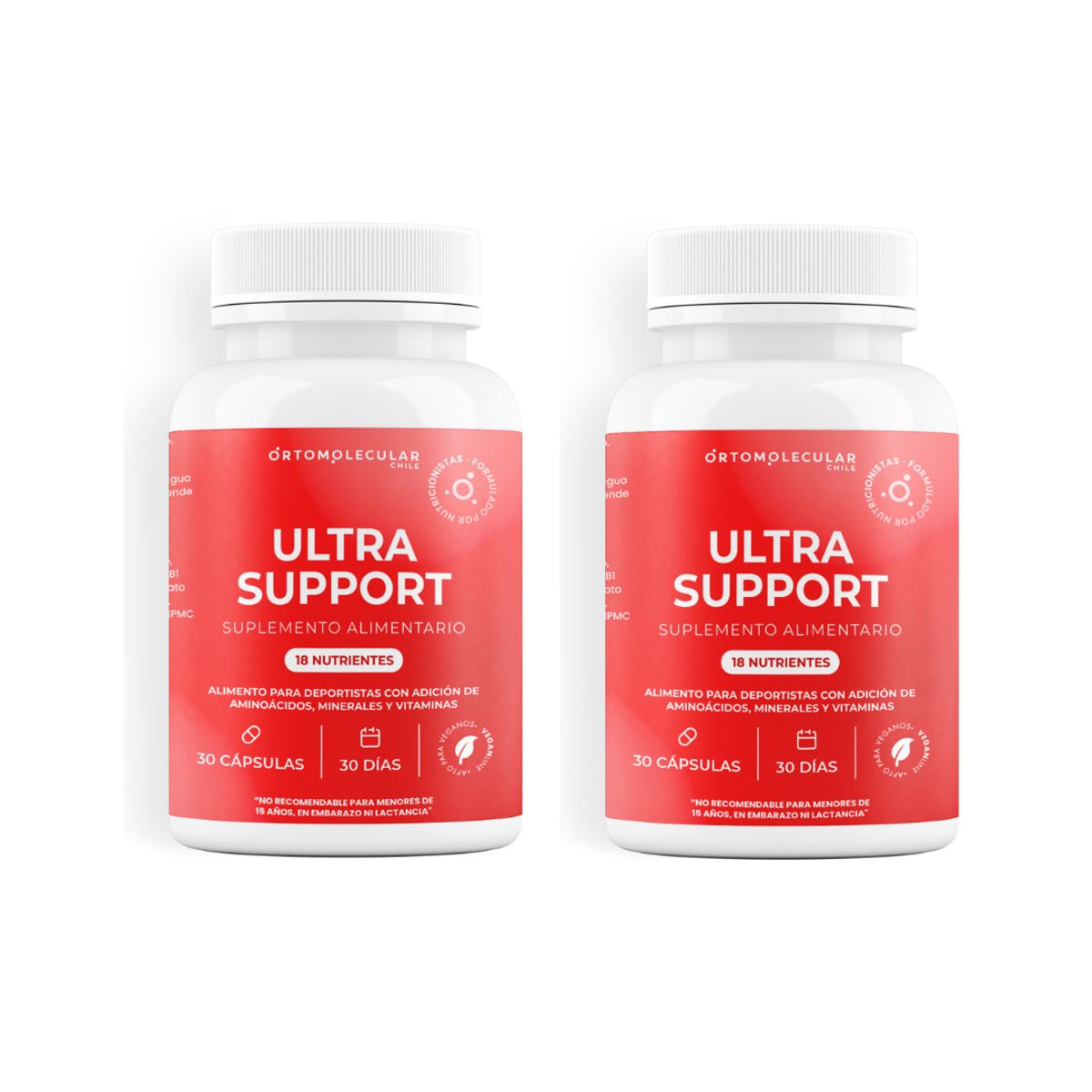 ORTOMOLECULAR - Pack x 2 Ultra Support Vegano 30 Capsulas Ortomolecular