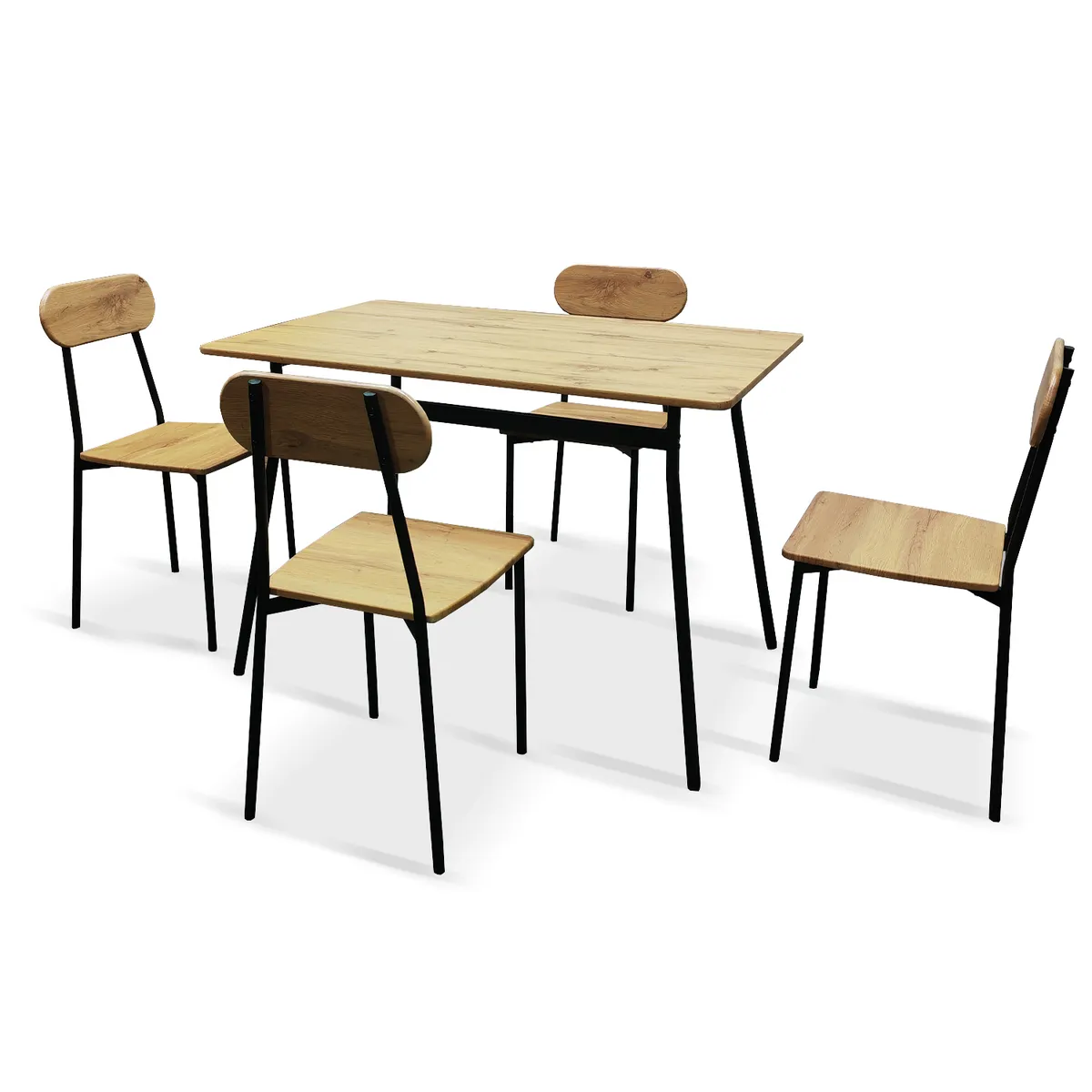 NOVAHUS - Comedor Rustik Mesa 70x75x110 4 Sillas Metal Madera