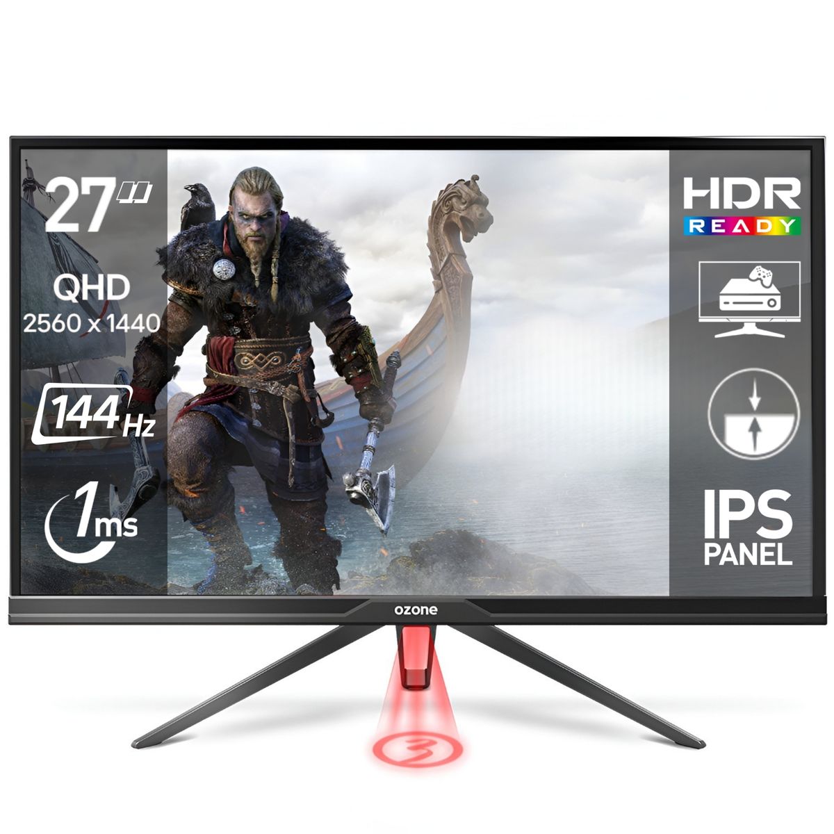 OZONE - Monitor Gamer Ozone 27" 2K IPS HDR 144Hz 1Ms Freesync G-Sync