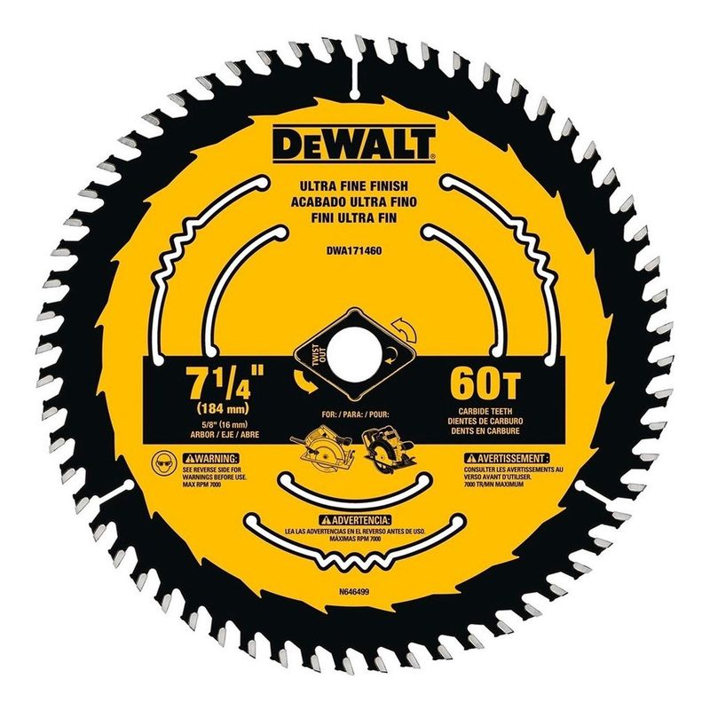 DEWALT - Disco De Sierra 7-14 60t Corte Fino Dewalt Dwa171460