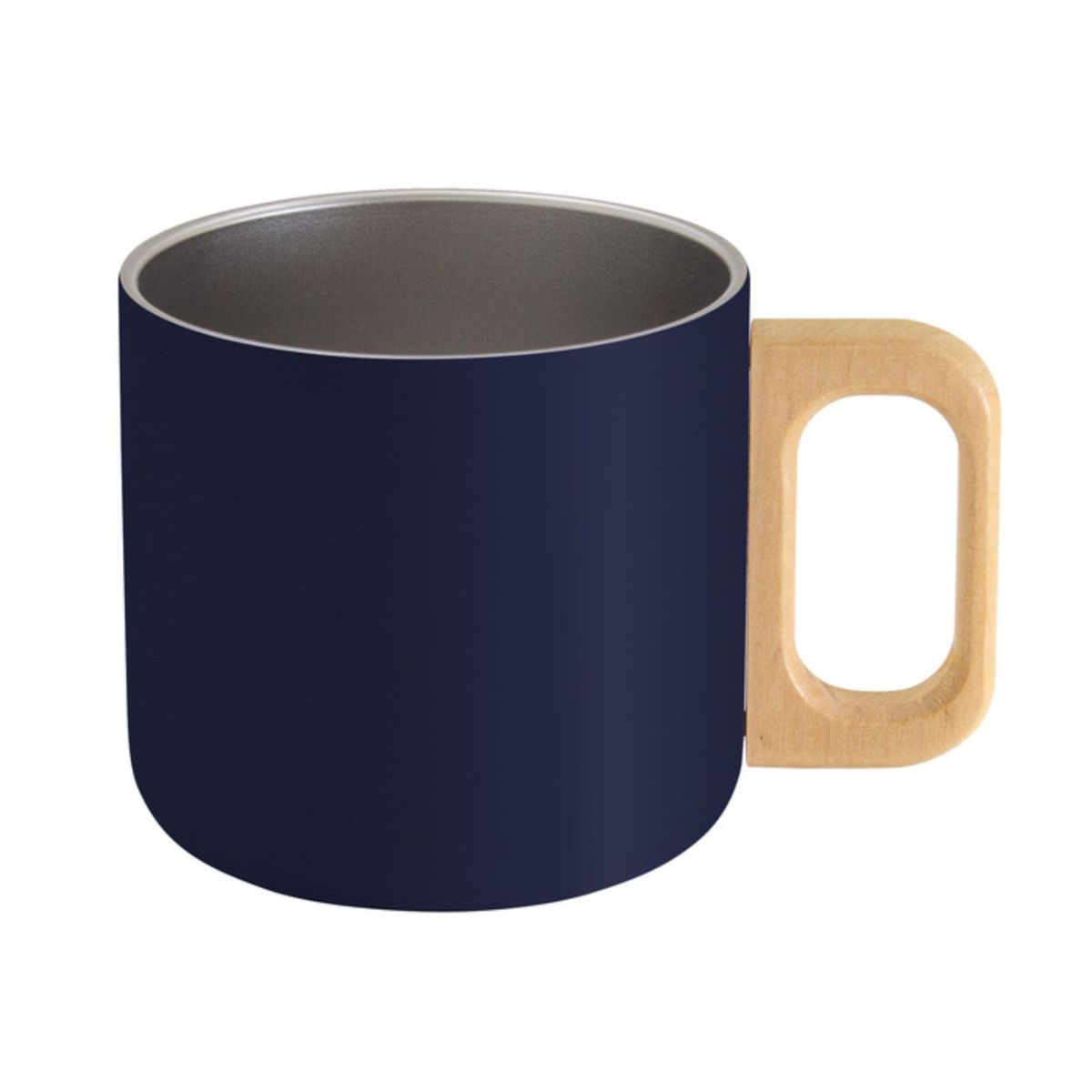 GENERICO - Taza Acero Doble Pared Asa De Madera 390ml Personalizable