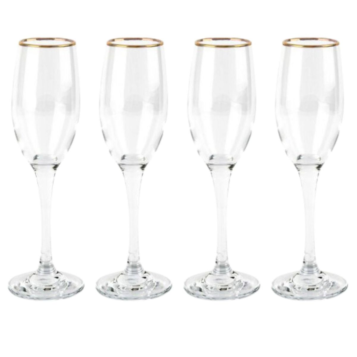 ALLEGRA - Set 4 Copas Flute de 180mL Borde dorado Cocteleria Allegra