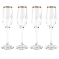 Set 4 Copas Flute de 180mL Borde dorado Cocteleria
