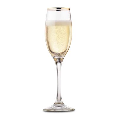 Imagen 2 del producto Set 4 Copas Flute de 180mL Borde dorado Cocteleria