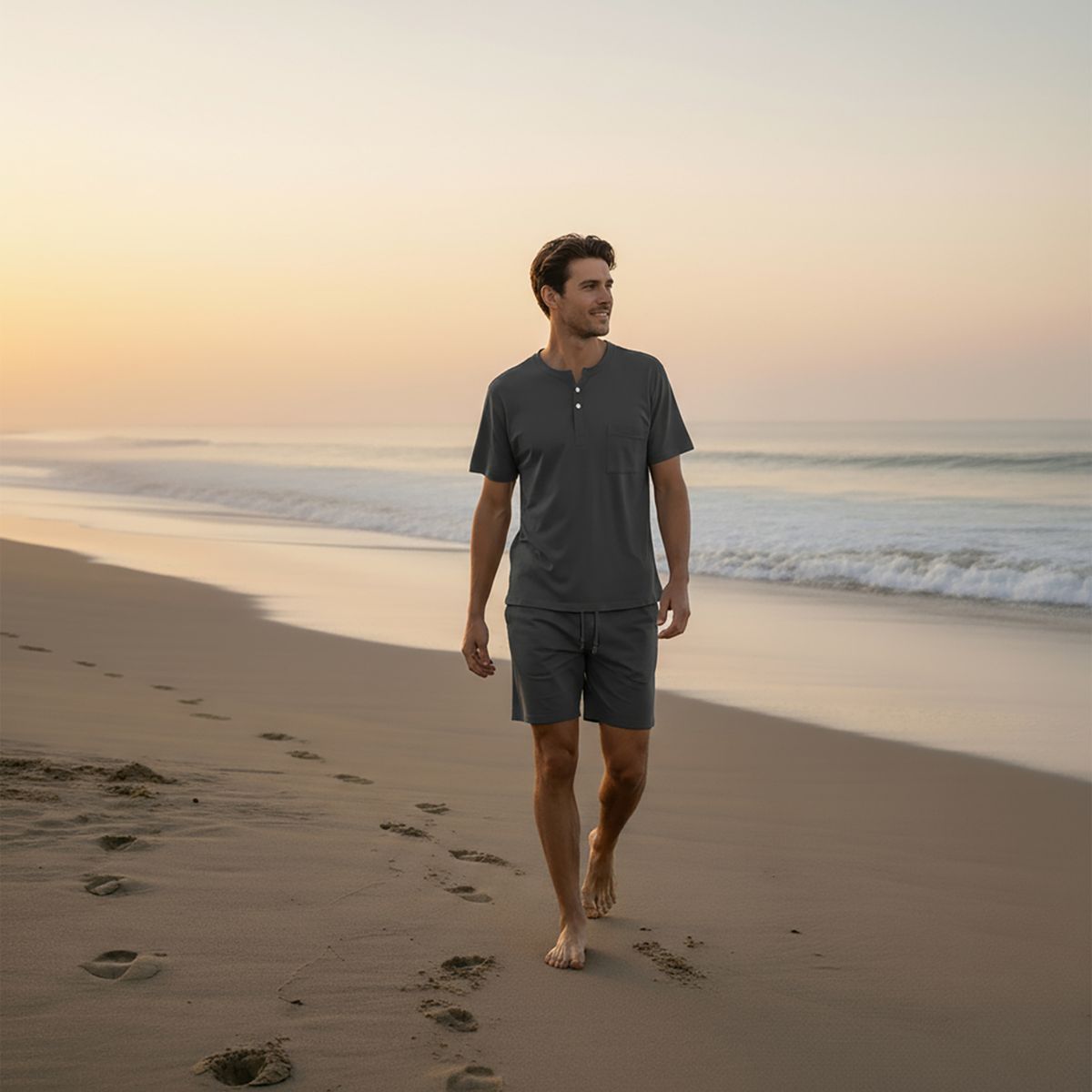 HYPNOS - Set Pijama Corto Hombre 100% Bambú Ultrasuave