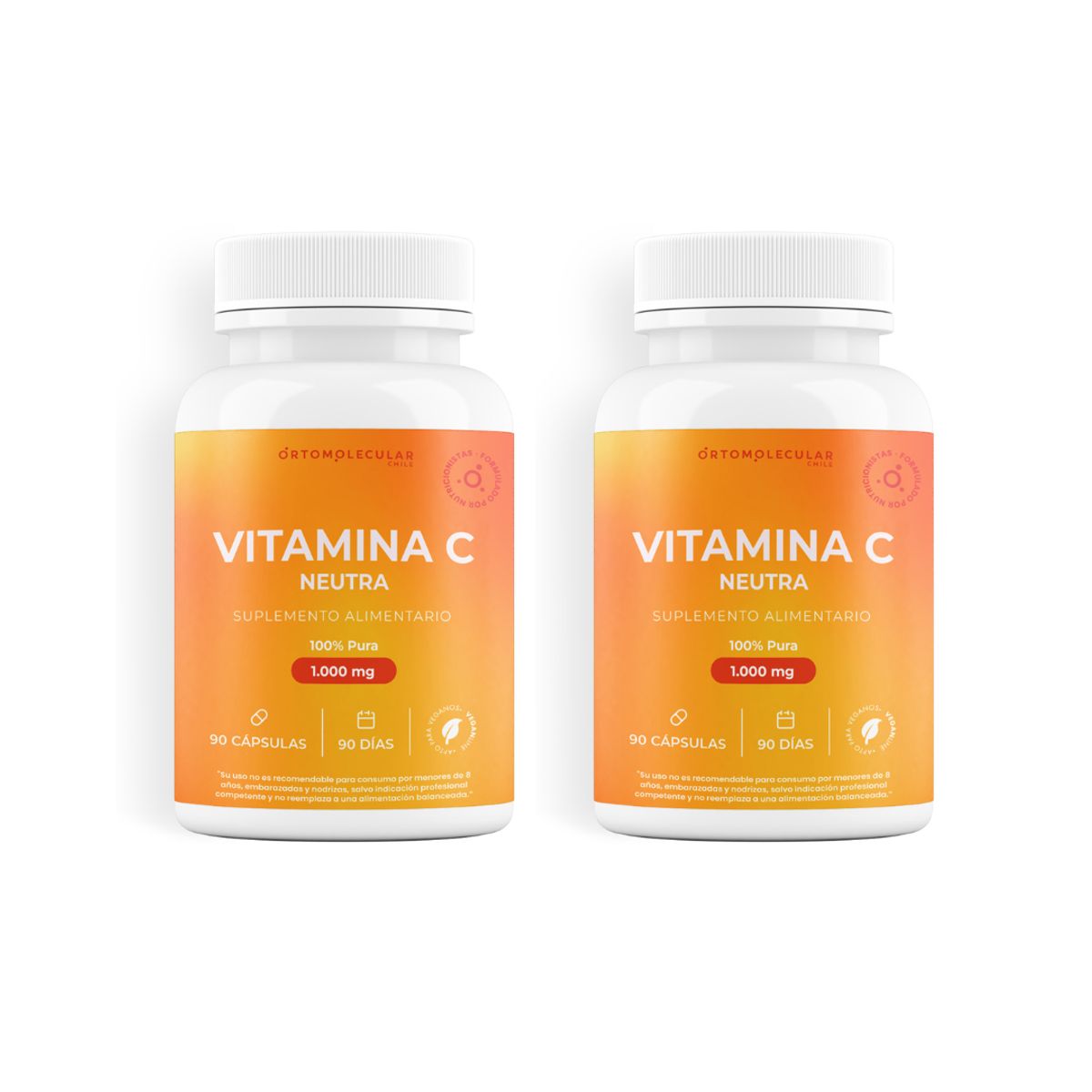 ORTOMOLECULAR - Pack x 2 Vitamina C Neutra 1000mg 90 Capsulas Ortomolecular