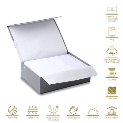 Imagen 2 del producto Sábanas King Algodón Giza Satén Egipcio 600 Hilos Gris