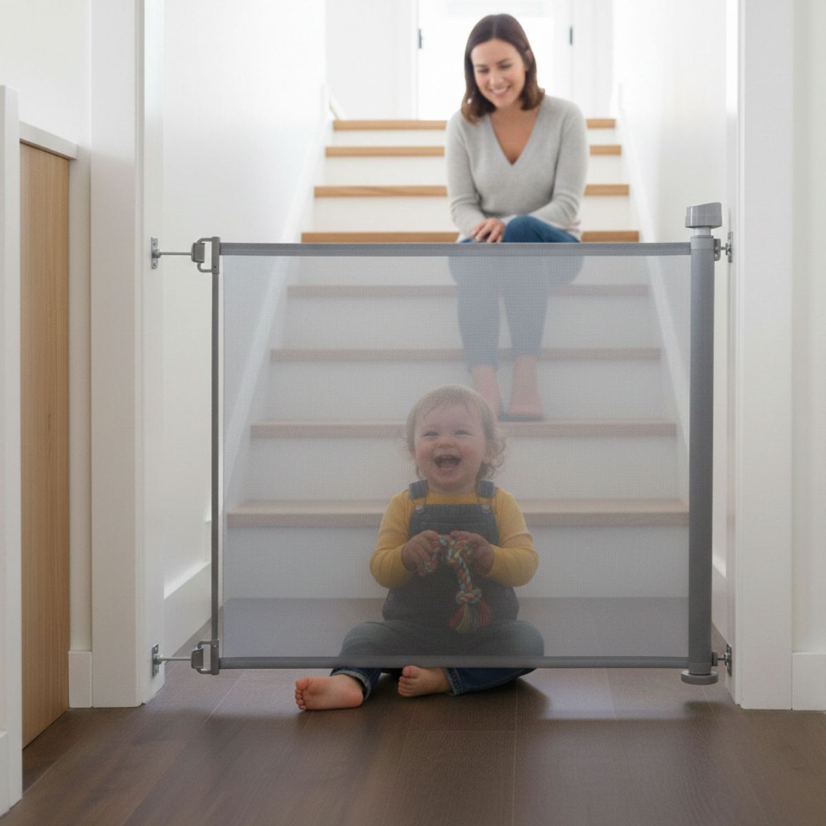 MUNDO ONLINE - Reja Seguridad Escalera Puerta Retráctil Bebés y Mascotas