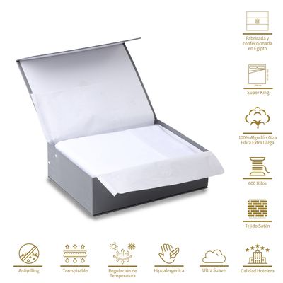 Imagen 2 del producto Sábanas Super King Algodón Giza Satén Egipcio 600 Hilos Gris