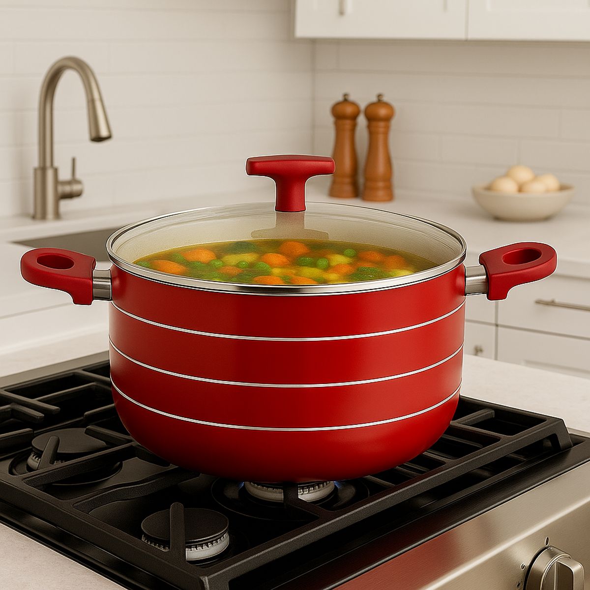 VITTA - Cacerola Olla Antiadherente 8.6 L Rosso Vitta Rojo 28 Cm