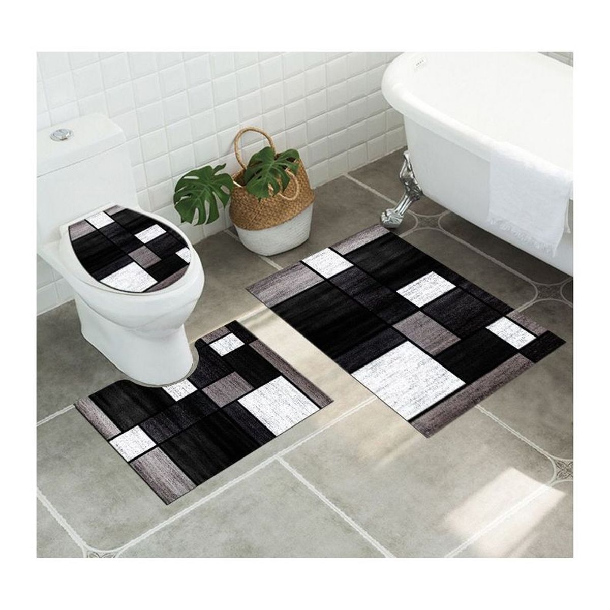 GENERICO - Juego De Alfombras De Baño Set De 3 Pcs Antideslizante