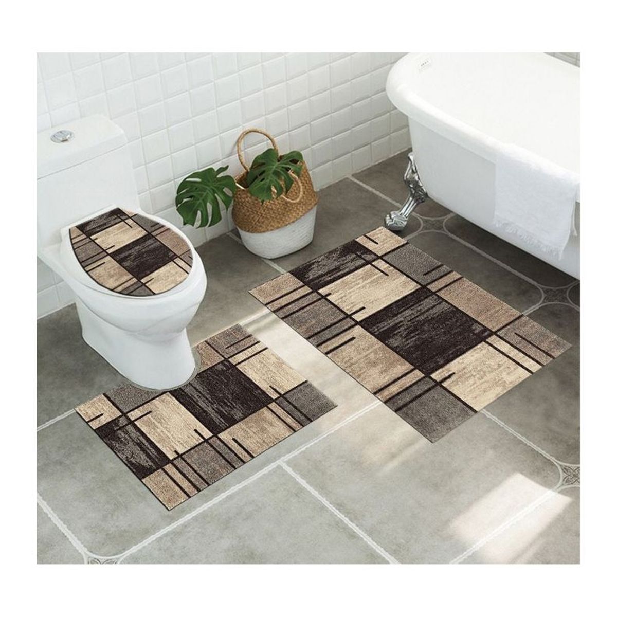 GENERICO - Juego De Alfombras De Baño Set De 3 Pcs Antideslizante