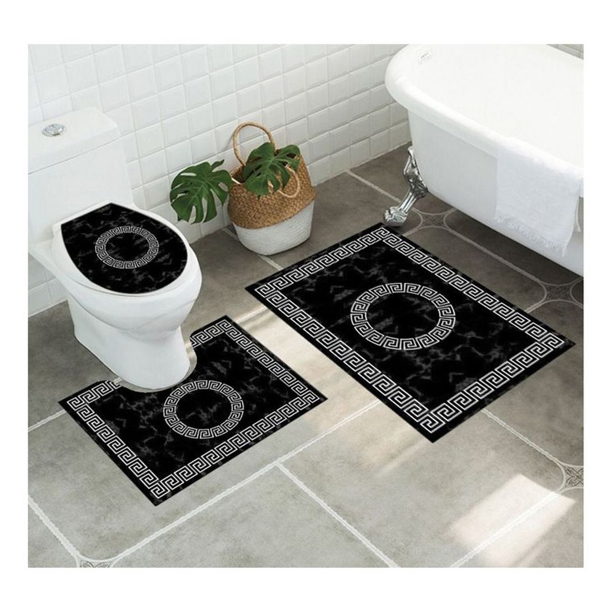 GENERICO - Juego De Alfombras De Baño Set De 3 Pcs Antideslizante