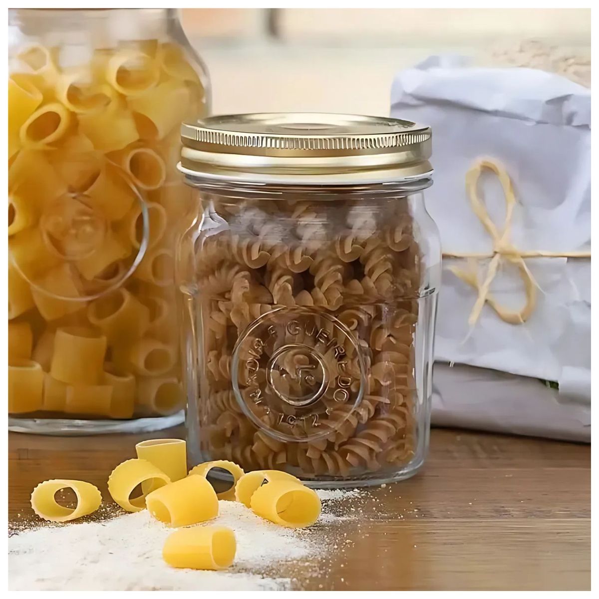 NADIR - Frasco Americano Vintage Nadir Vidrio 500mL Tapa Dorada Cocina