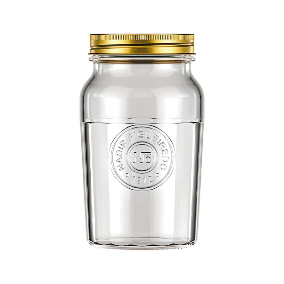 NADIR - Frasco Americano Vintage Nadir Vidrio 1 Litro Tapa Dorada Cocina