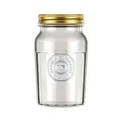 NADIR - Frasco Americano Vintage Vidrio 1 Litro Tapa Dorada Cocina