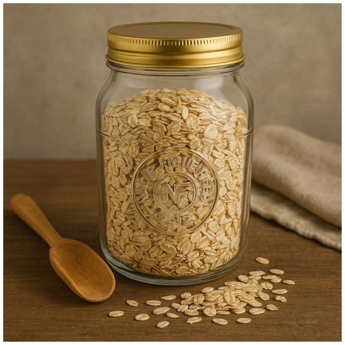 NADIR - Frasco Americano Vintage Nadir Vidrio 1 Litro Tapa Dorada Cocina