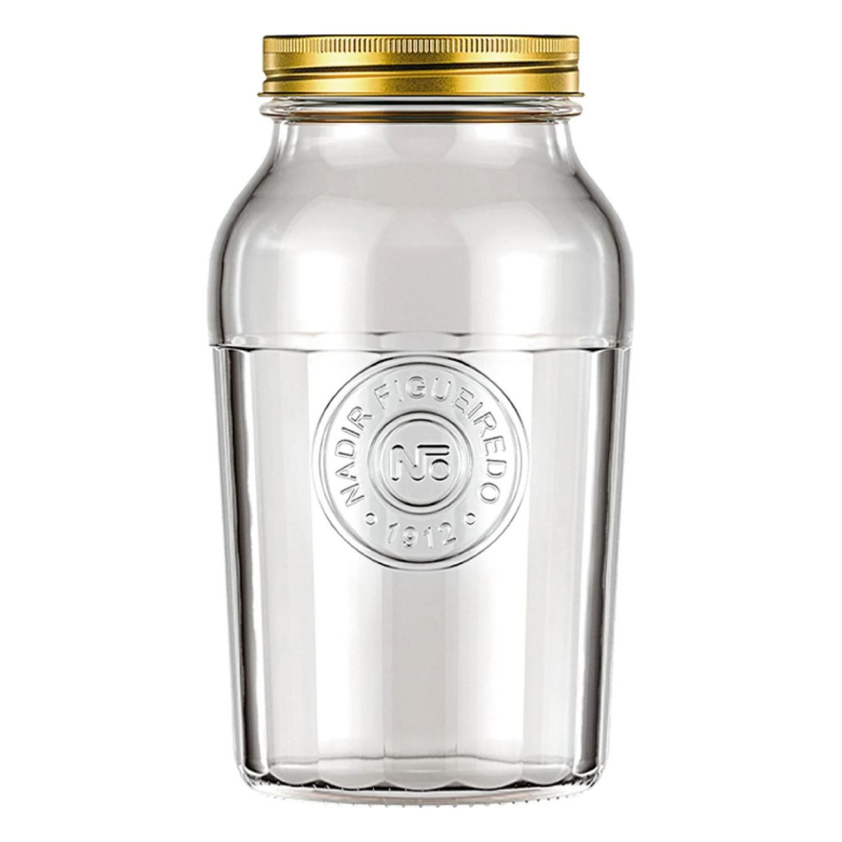 NADIR - Frasco Americano Vintage Nadir Vidrio 1500mL Tapa Dorada Cocina