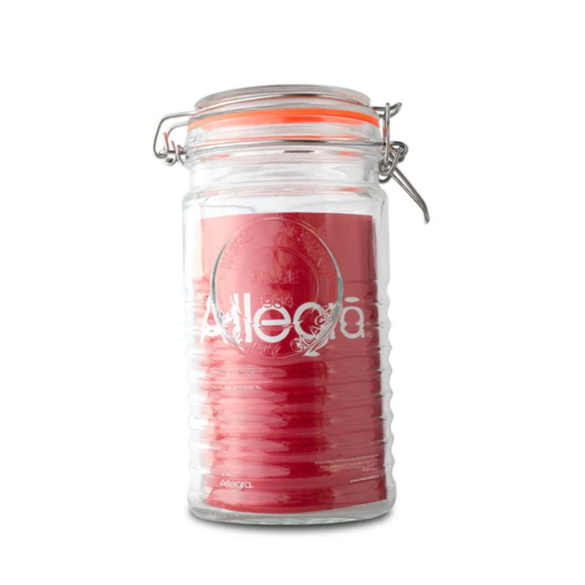 ALLEGRA - Frasco Vidrio Allegra Tapa Clip 1 Litro Transparente Contenedor