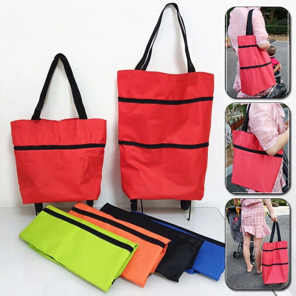 CRUSEC - Carrito De Compras Bolsa Con Ruedas Multiusos Plegable