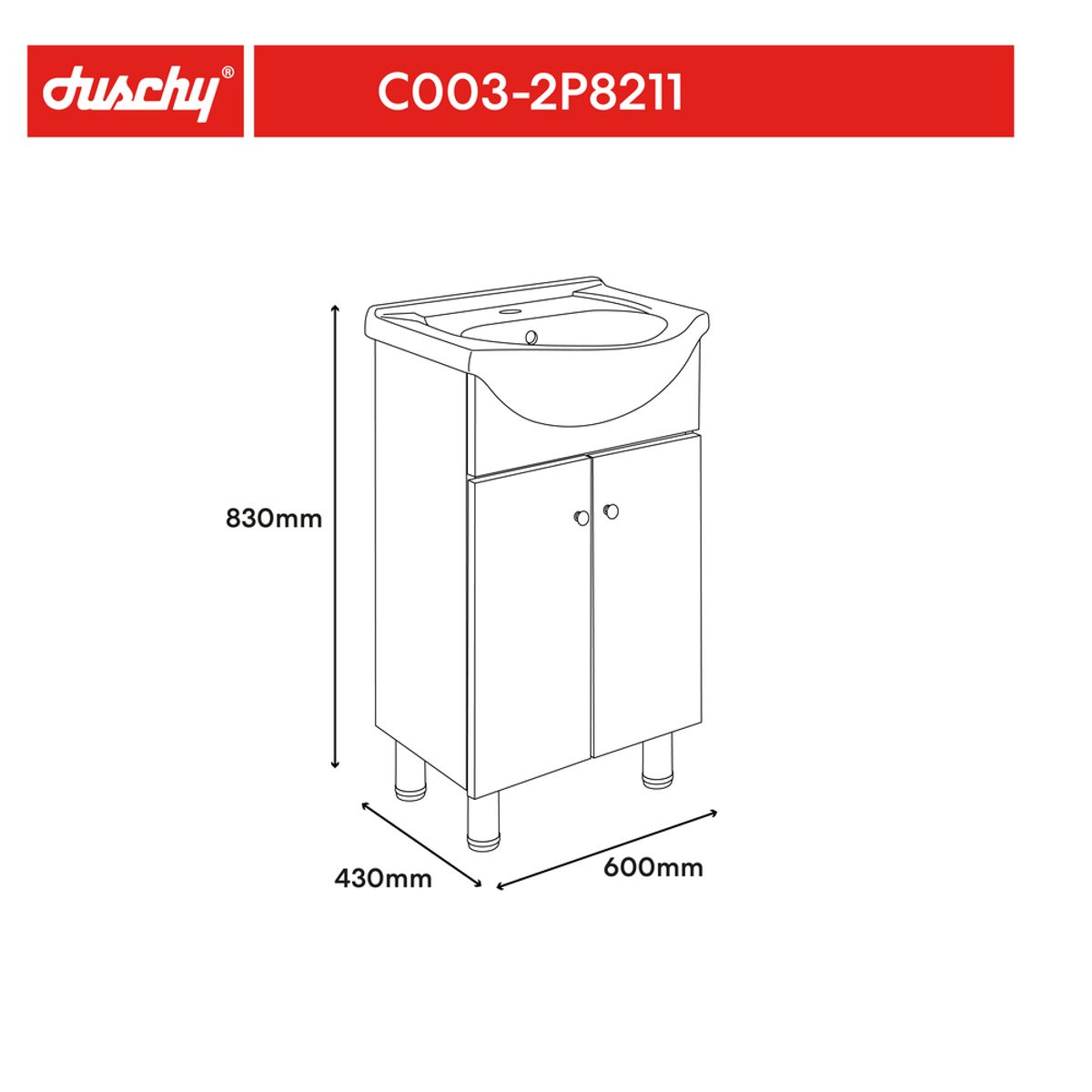 DUSCHY - MUEBLE DE BAÑO BROWN WOOD 600X830X430