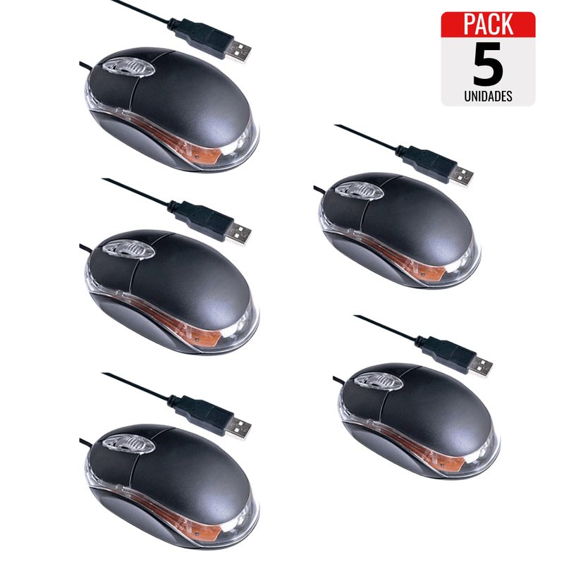 DM - Mouse Óptico  Pack x5 Unidades