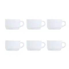 NADIR - Set De 6 Tazas Desayuno Apilable 280mL Opal Vidrio Resistente