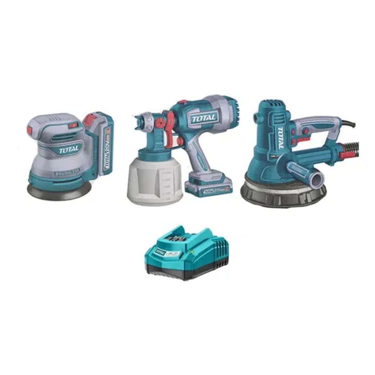 TOTAL TOOLS - Lijadora Roto Orbital+ Lijadora Yeso+ Pistola P Pintar Total