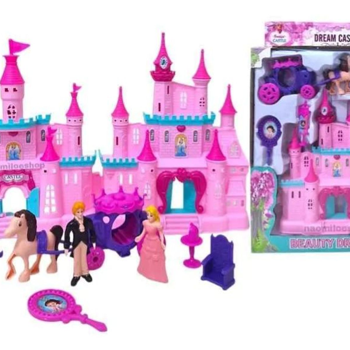 GENERICO - Castillo Casa Princesas Plegable 2 Muñecas Con Muebles